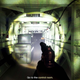 A first-person screenshot shows a player creeping down a dark hallway with a gun and flashlight.